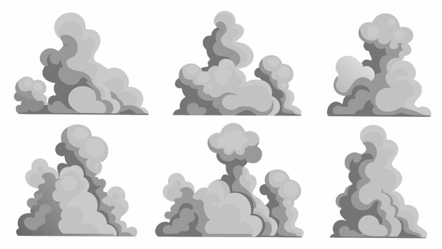 Six grey cloud formations a vector illustration against a white background atmospheric clouds cloudscape cumulus