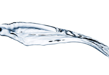 Flowing water stream isolated PNG on transparent background, realistic liquid flow for freshness, hydration and nature concepts © Iryna