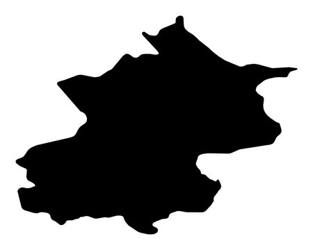 A contour map of Beijing. Chinese province-level division silhouette
