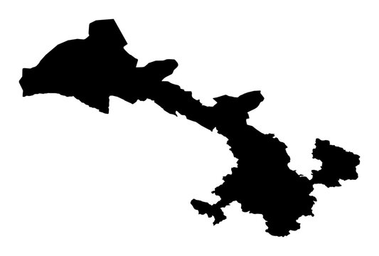 A contour map of Gansu. Chinese province-level division silhouette