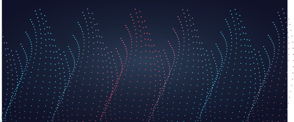 Naklejka premium Abstract background with a wave of dots and lines technology background with dynamic particles vector illustration