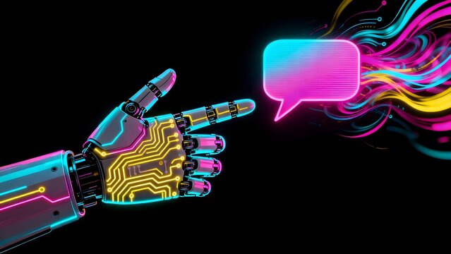 Cybernetic hand with glowing circuits