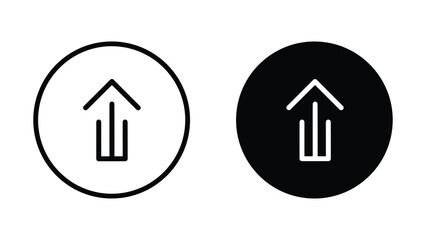 Up arrow direction sign in circular outline and solid style for modern user interface navigation © Fatema
