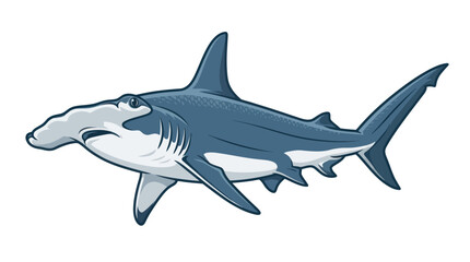 Fototapeta premium Hammerhead shark illustration isolated on white background.