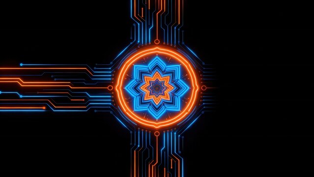 Neon circuit design with geometric pattern