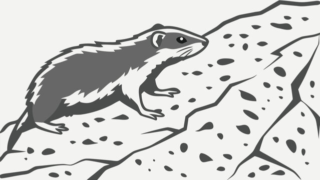 Minimalist mongoose weasel ferret wild animal vector illustration on rocky ground
