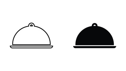 Fototapeta premium Food serving cloche icon in circular outline and solid style for restaurant and hospitality apps