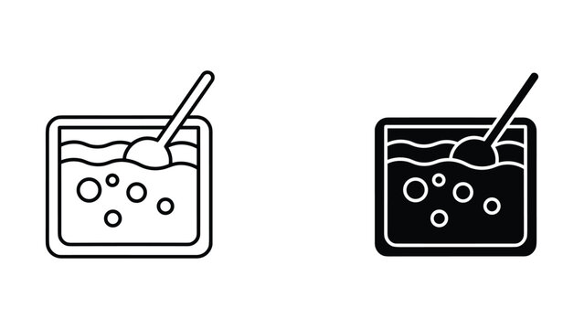 Cooking pan with soup icon set for recipe and food preparation digital interface design elements