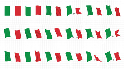 Obraz premium Italy national flag waving loops animation set with different tricolor movements for Italian holiday designs