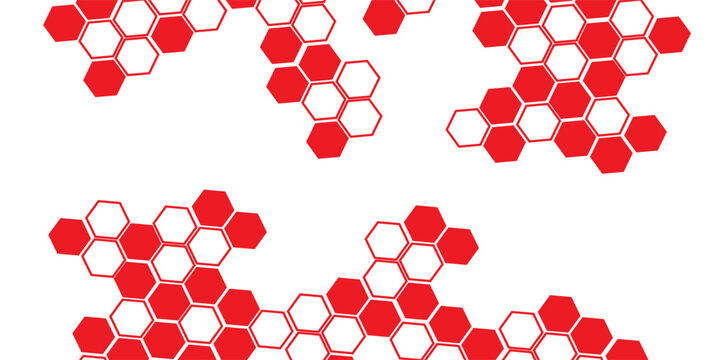  simple abstract red color honeycomb pattern a white and red hexagon