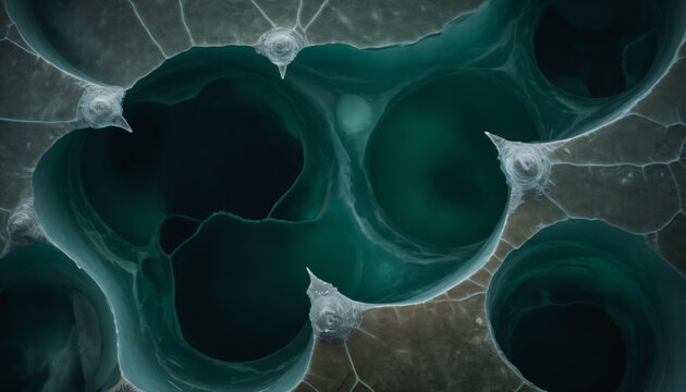 Abstract texture of layered dark green malachite veins and organic mineral curves