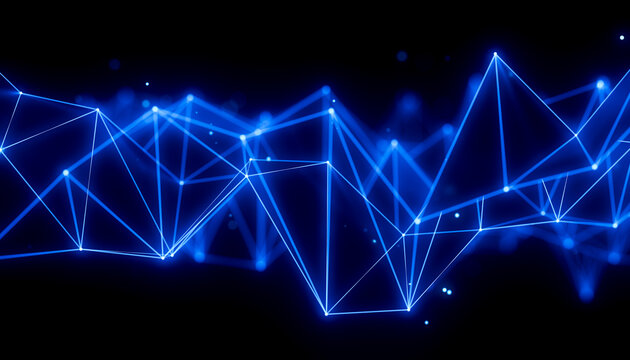 3D luminous network peaks with abstract tech lines