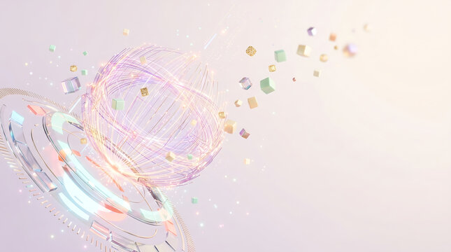 Abstract Digital Energy Swirls Exploding in Cosmic Gradient Background