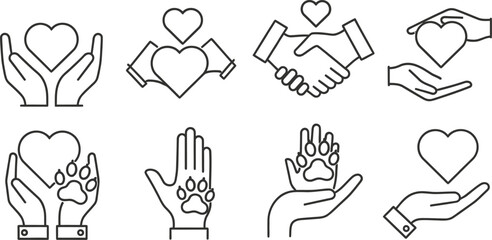 Heart hands icons and paw prints © Md. Musaddik Rahman