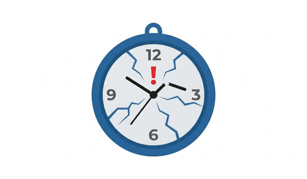 Broken Clock Icon Vector Deadline Failure Symbol