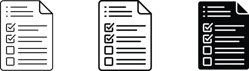 Checklist Document Icon Set – Task List, To Do List, Survey Form and Checklist Paper Vector Collection © artistt