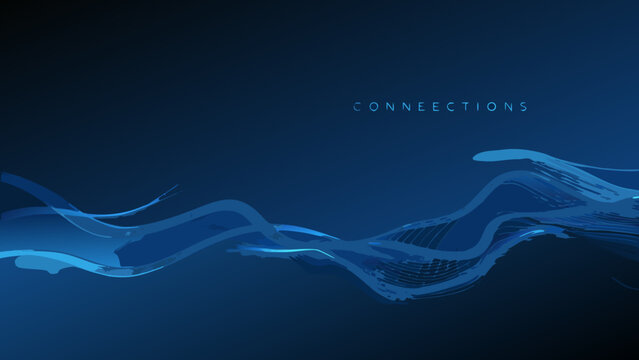 Blue wave pattern with flowing lines and the word connections