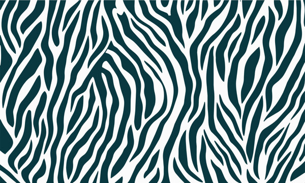 A seamless abstract background with a dark teal and white zebra print pattern. This stylish animal skin motif is perfect for modern textile designs, creative wallpapers, and luxury fashion prints.