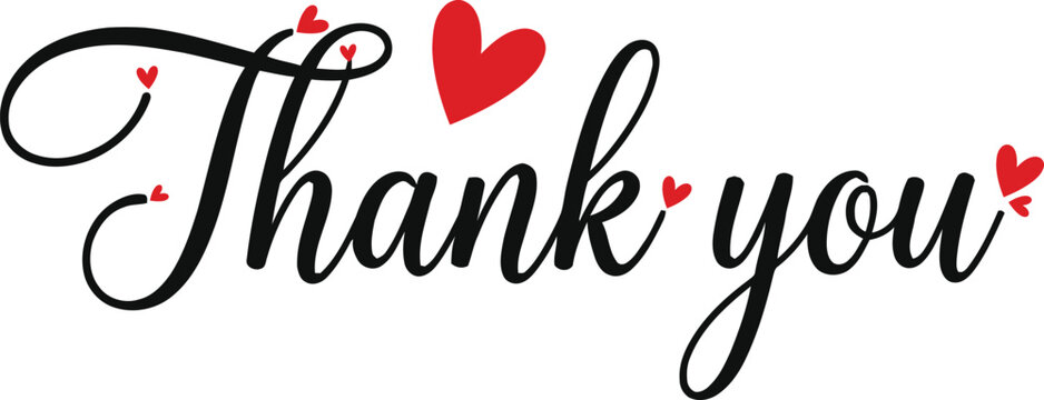 Elegant thank you message with hearts
