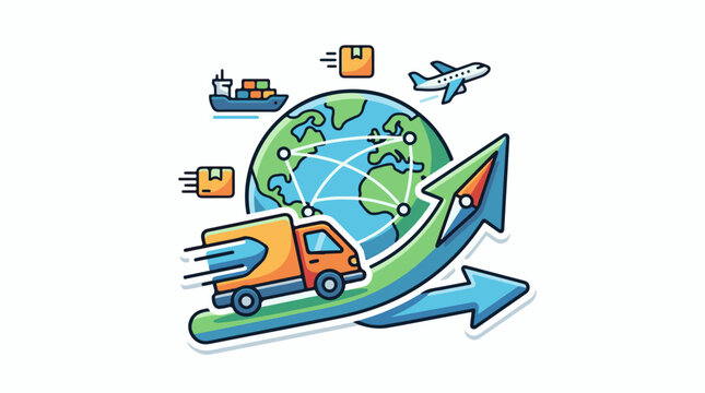 A colorful illustration of global delivery
