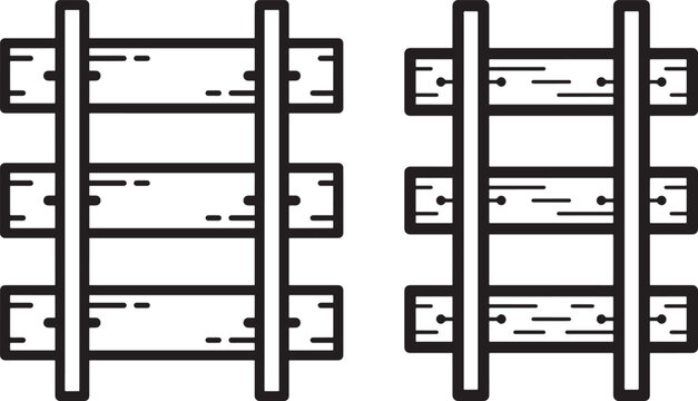 Railway track sections with wooden sleepers.