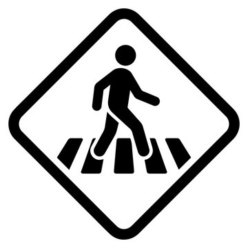 Pedestrian crossing warning sign icon for crosswalk safety with crosswalk