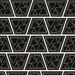 Fototapeta premium Seamless geometric pattern with minimalist black and cream triangle shapes