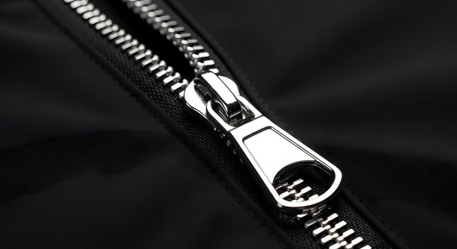 zipper on black background