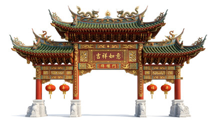 Fototapeta premium Chinese Paifang Ceremonial Gate PNG
