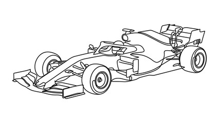 Naklejka premium Formula 1 Racing Car Outline Drawing, Speed Concept