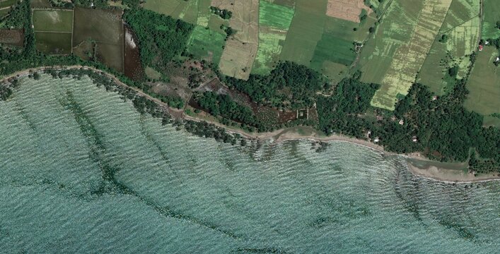 Satellite View of Coastal Farmland Palawan Philippines