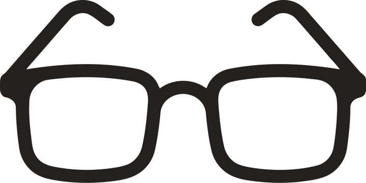 Simple black outline icon of classic eye glasses for vision and reading