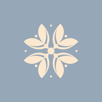 Elegant botanical ornament featuring stylized leaves arranged in a symmetrical floral pattern