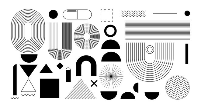Abstract Geometric Shapes Collection Minimal Black Icon Set