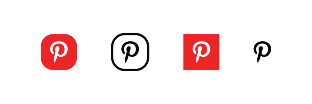 Pinterest logos and icons in various colors and styles