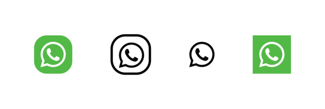 Collection of whatsapp logos and icons in different styles and colors