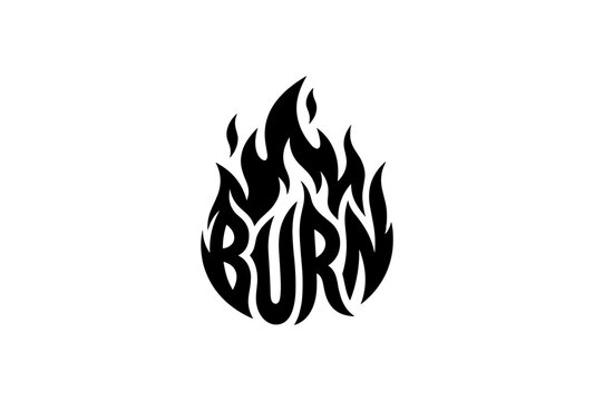 Burn Word Art Fire