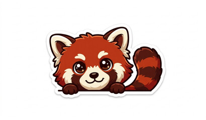 Cute red panda vector illustration with chibi animal sticker design for kids planners and decals © Rajib
