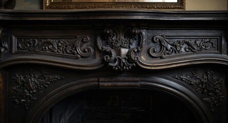 Obraz premium Victorian era antique fireplace with detailed ironwork