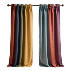 Fototapeta premium Colorful striped curtains provide privacy and block light from the outside world