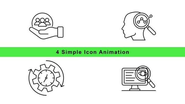 Hand Gesture and Productivity Icon Animation Set &ndash; Outline Draw-On Motion Graphics Loop