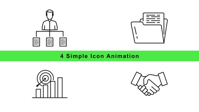 Teamwork Business Hierarchy Icon Animation Set &ndash; Outline Draw-On Motion Graphics Loop