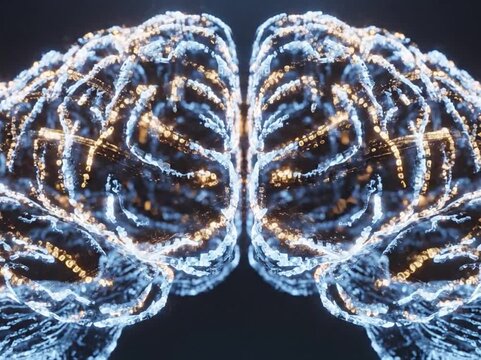 Brain activity pulsating with neural connections during cognitive processing in dark