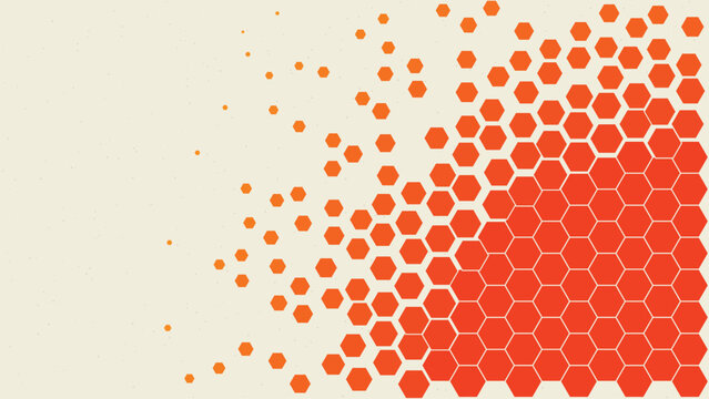 Abstract orange hexagon shatter pattern on light background