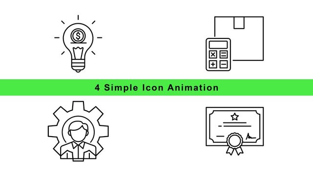 Business Idea Icon Animation Set - Finance Technology Outline Motion Graphics Loop