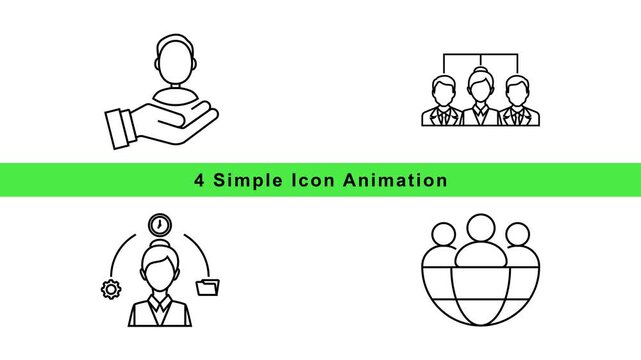 Education Science Icon Animation Set &ndash; Book Alarm Clock Clipboard Beaker Outline Motion Graphics Loop