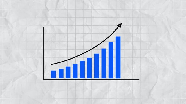 Black geometric arrow pointing on graph paper with grid lines