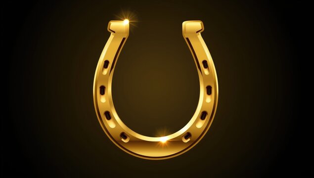 Gold horseshoe on a dark background