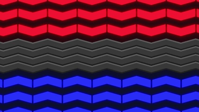 上下から赤と青のギザギザが閉まるトランジション素材