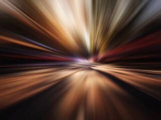 Fototapeta premium Abstract speed motion blur background with golden light rays, zoom effect, dynamic energy, and radial movement. Ideal for technology, wallpapers, banners, presentations, and futuristic design projects